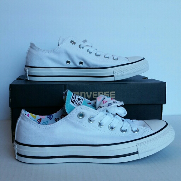 womens converse double tongue shoes